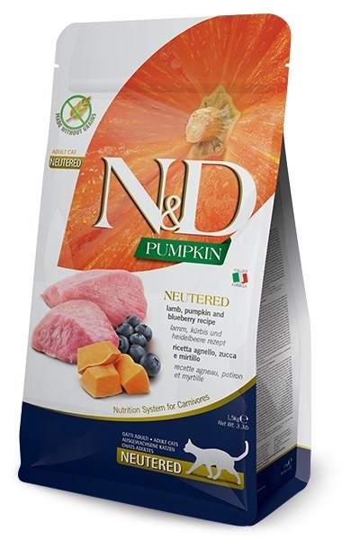 Dry cat food - FARMINA N&D CAT PUMPKIN LAMB&BLUEBERRY ADULT 300g