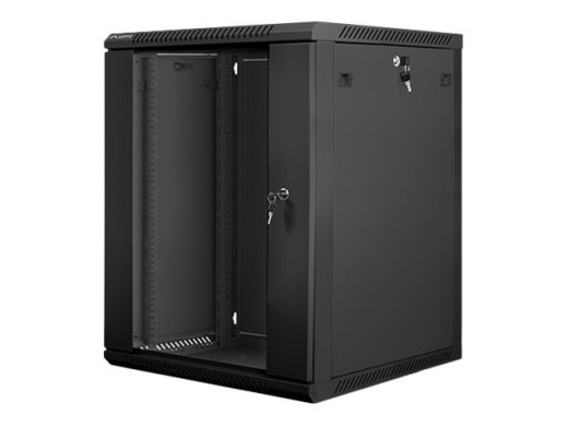 Lanberg Rack cabinet 19" wall-mount 15U/600x600 (flat pack) with glass door WF01-6615-10B Black