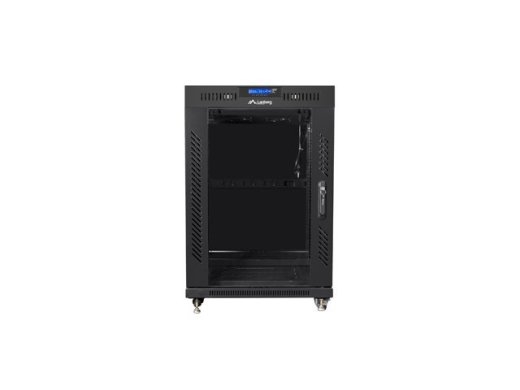 Installation cabinet rack 19 15U 600x800 black, glass door lcd (flat pack)