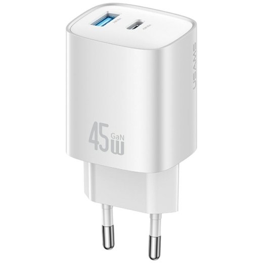 Usams Charger T66 45W GaN CC290 USB-A + USB-C