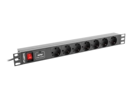 Lanberg Power Distribution unit (PDU) 19" 1U 10A 2M 7X Schuko Outlets PDU-07F-0200-IEC-BK