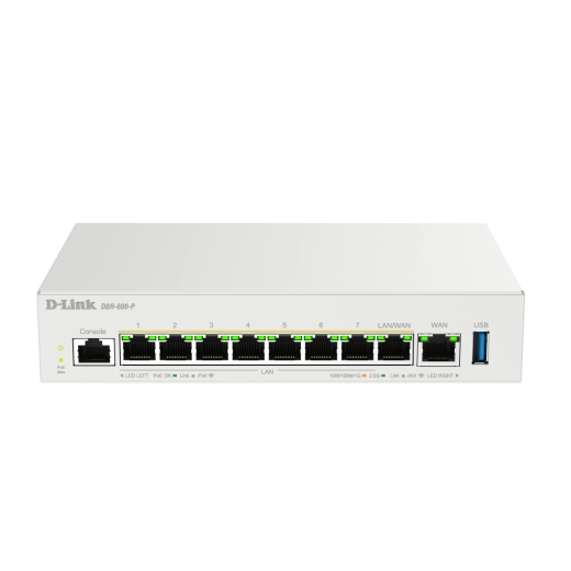 D-Link Wireless router DBR-600-P/E 10/100/1000 Mbit/s Ethernet LAN (RJ-45) ports 8 Mesh Support Yes MU-MiMO No No mobile broadband