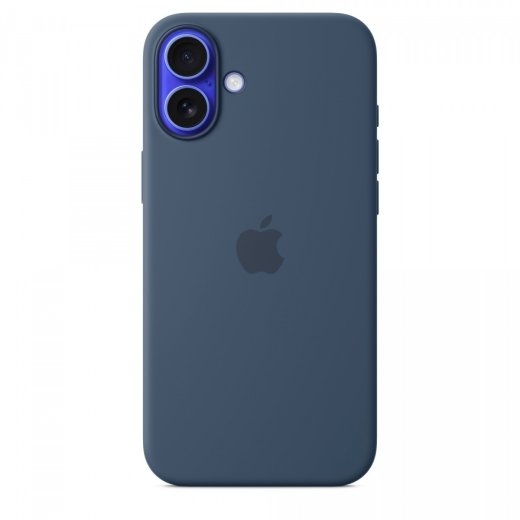 Silicone case with MagSafe for iPhone 16 Plus - denim