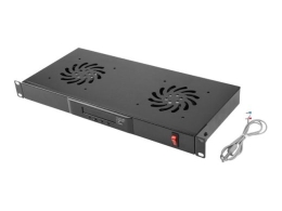 Lanberg 19" fan unit/ventilation panel with LCD 2 fans + thermostat 230V AK-1502-B Black