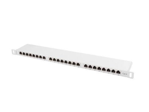 Patch Panel 24 Port 0.5U Cat.6 gray shield