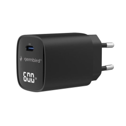 Gembird TA-UC-1C-PD60LCD-01-BK 60W USB Type-C fast charger, LCD