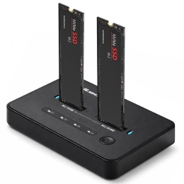 Qoltec 52366 M.2 NVMe SSD Docking Station PCIe USB-C 20 Gb/s DUAL 2 x 8TB Offline cloning