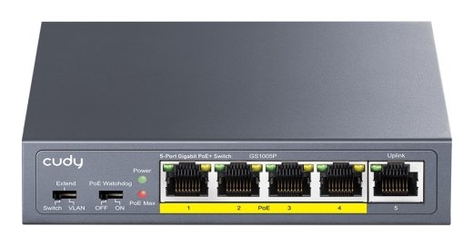 Cudy GS1005P network switch Unmanaged Gigabit Ethernet (10/100/1000) Power over Ethernet (PoE) Grey