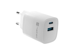NATEC RIBERA GAN CHARGER 1X USB-A + 1X USB-C 30W WHITE