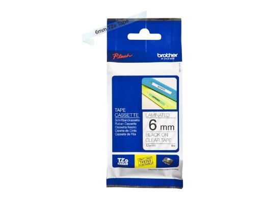 Brother TZe-111 Laminated Tape Black on Clear TZ 8 m 6 cm