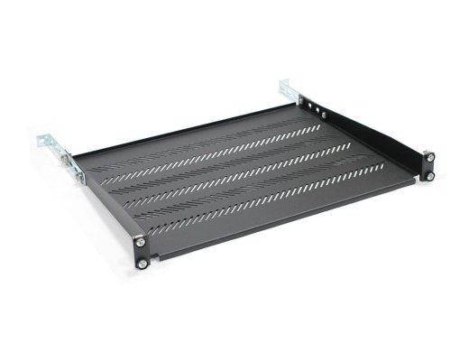 Shelf for cabinets 350mm 19" 483x350mm 1U black with adjustment and support