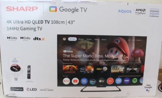 SALE OUT. Sharp 43GR8265E 43" Smart TV Google TV 4K Ultra HD DAMAGED PACKAGING