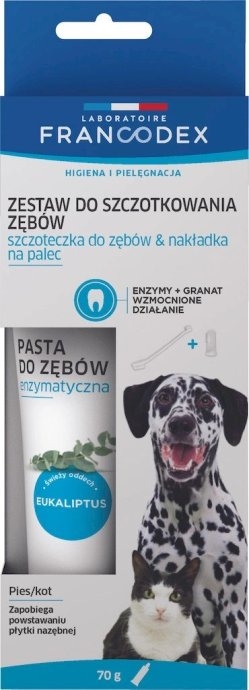 FRANCODEX Toothbrush and toothpaste for dog and cat - 70g