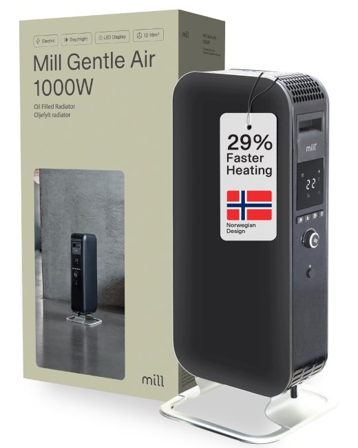 Mill Heater AB-H1000DN Oil Filled Radiator 1000 W Number of power levels 3 Suitable for rooms up to 12-16 m² Black