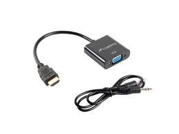 Lanberg HDMI, Mini Jack 3.5 mm, VGA Adapter AD-0017-BK 20 m
