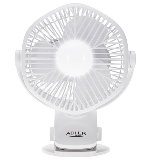 Adler Rechargeable fan with clip AD 7335 Table Fan 6 W Diameter 12.7 cm Number of speeds 3 Oscillation White