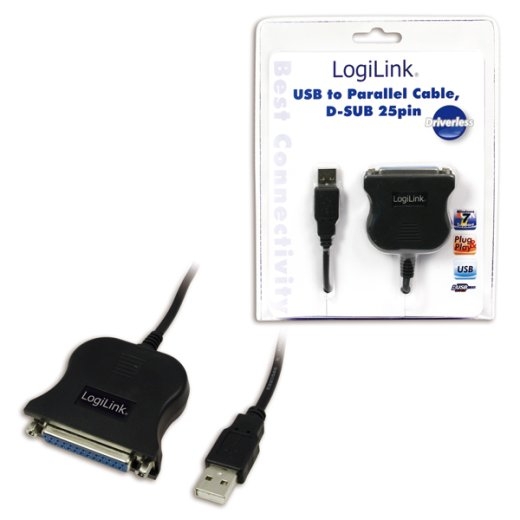Logilink USB 2.0 adapter to Paralel (LPT) DB25 , 1,8m USB-A to LPT USB A male DB25