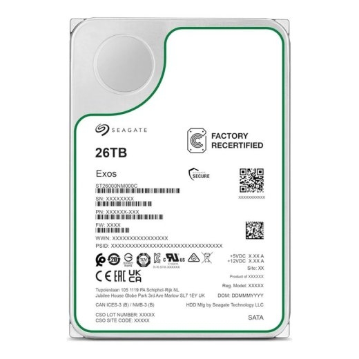 Seagate HDD Exos - 26 TB - 3.5" - SATA 6 /s - OEM RECERTIFIED