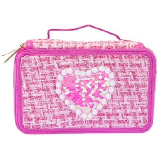 Nice Tweed pencil case 3 levels dark pink