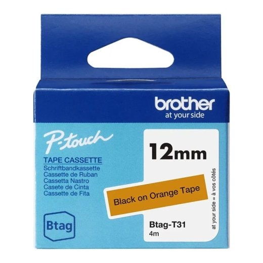 Brother Label Tape BTAG-T31 - 12 mm x 4 m - Black on Orange