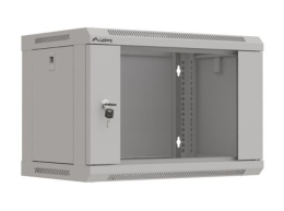 Lanberg Szafa instalacyjna rack wisząca 19" 6U 540x350 szara drzwi przeszklone ( flat pack)