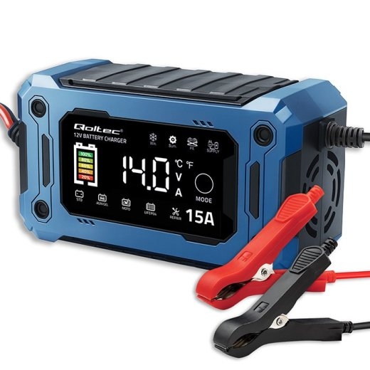 Qoltec Charger 12V 15A for AGM GEL LiFePO4 LCD