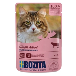 BOZITA Meat chunks in sauce with beef – wet cat food – 85g