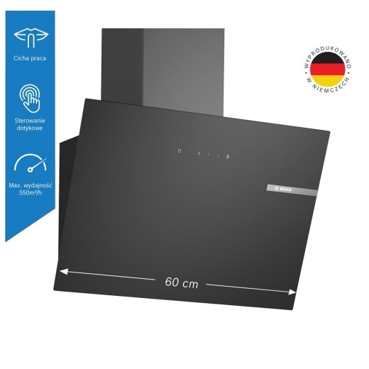 Bosch Serie 2 DWK65DK60 cooker hood Wall-mounted Black 430 m³/h A