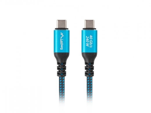 Lanberg Cable USB-C M/M USB4 0,5m 240W 8K 60Hz Black-blue