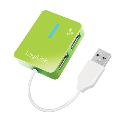 USB2.0 Hub 4-port, smile ,green