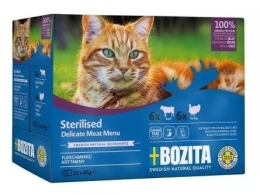 BOZITA Sterilised Delicate meat menu in jelly box – wet cat food – 12x85g