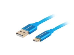 Lanberg USB Type-C to USB Type-A 2.0 Cable Blue Premium QC 3.0, 1 m CA-USBO-22CU-0010-BL USB Type-C to USB Type-A