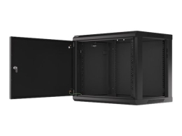 Lanberg Rack cabinet 19" wall-mount 9U/600x450 for self-assembly with metal door (flat pack) WF01-6409-00B Black