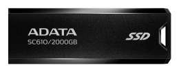 External SSD ADATA SC610 2TB USB 3.2 Write speed 500 MBytes/sec Read speed 550 MBytes/sec