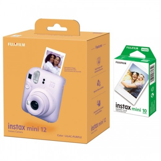 Fujifilm Instax Mini 12 Camera + Instax Mini Glossy (10pl) Lilac Purple 800