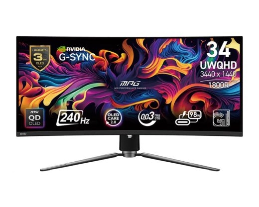 Msi Monitor MPG 341CQPX QD-OLED 34 inches/LED/UWQHD/Curved/240Hz/Black