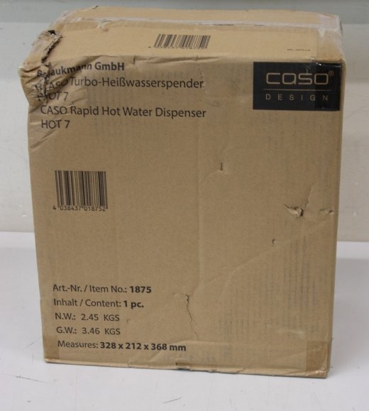 SALE OUT. Caso Turbo Hot Water Dispenser Hot 7 Water Dispenser 2200-2600 W 2.7 L Plastic/Stainless Steel Black/Stainless Steel DAMAGED PACKAGING, B...