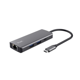 Trust Dalyx - 6-in-1 USB-C Multi-Port Adapter, 1000 Mbit/s (silver)