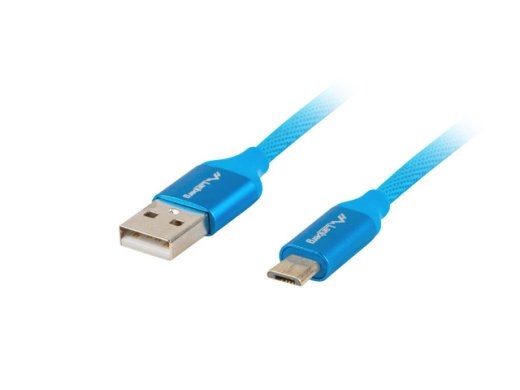 Lanberg USB Micro to USB-A 2.0 Cable Blue Premium QC 3.0, 1.8 m CA-USBM-20CU-0018-BL USB Micro to USB Type-A