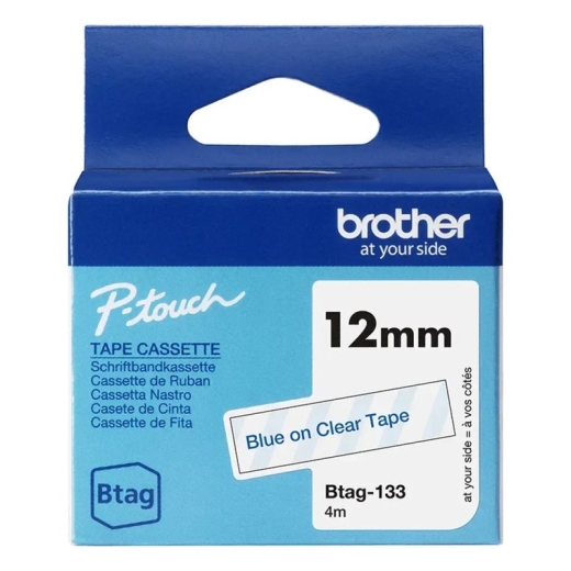 Brother Label Tape BTAG-133 - 12 mm x 4 m - Blue on Transparent