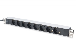 Power strip PDU 19 inches, 1U, 8 sockets, power: 16A, 4000W, aluminum, 2m