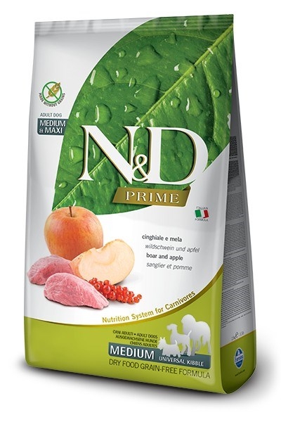 FARMINA N&D PRIME DOG WILD BOAR AND APPLE ADULT MEDIUM & MAXI 12 kg