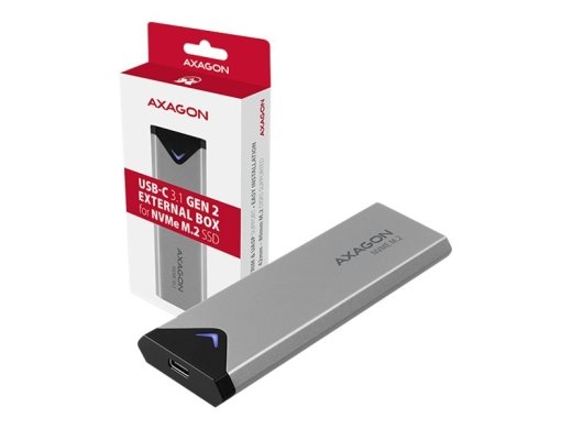 AXAGON External SuperSpeed+ USB-C metal box for M.2 NVMe SSD disks having sizes of up 42 to 80 mm EEM2-UG2
