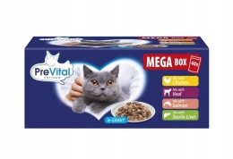 PREVITAL Mega Box Veal, salmon, liver, chicken - wet cat food - 40X100g