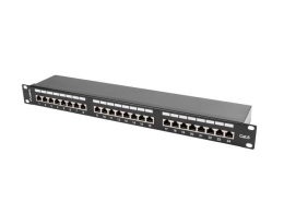 Patch Panel 24 Port 1U Cat.6 black shield