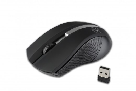 Wireless optical mouse, GALAXY black/silver, rubber surface
