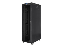 Lanberg Rack cabinet 19" free-standing 42U/800x1200 (flat pack) with glass door, LCD FF01-8242-12BL Black
