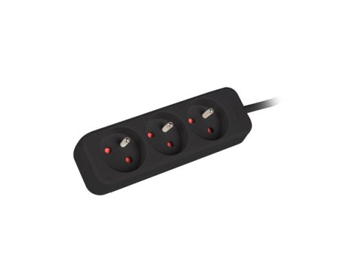 Lanberg Cable Power Strip, 3X French Outlets Quality-Grade Copper, 1.5 m PS0-03E-0150-BK