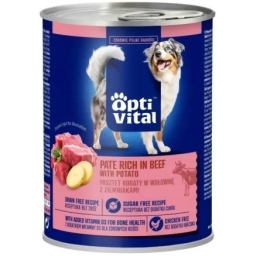OPTIVITAL Pork pâté, rich in beef and potatoes - wet dog food - 400g