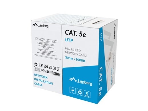 Lanberg UTP LAN cable CAT.5E 305M CCA wire gray fluke passed
